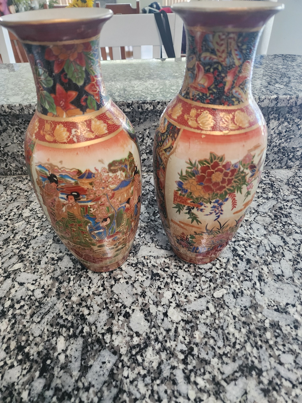 Hand-Painted Multicolor Ceramic Vase with Floral & Scene Motifs